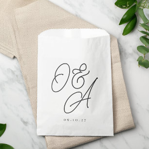 Black & White Oversized Script Monogram Wedding Favour Bag
