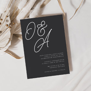 Black & White Oversized Script Monogram Wedding Invitation