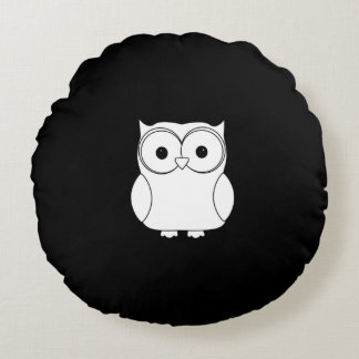 Black & white Owl round pillow