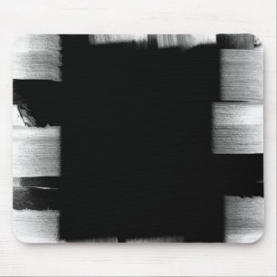 Black white paintbrush strokes artistic mousepad