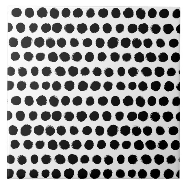 Black & White Painted Polka Dots Tile (Front)
