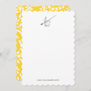 Black/White Painter Rabbit with yellow paisley Card