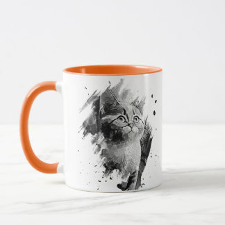 Black & White Painting Cat Mug customizable