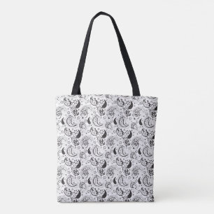 Black White Paisley Designer Tote Bag