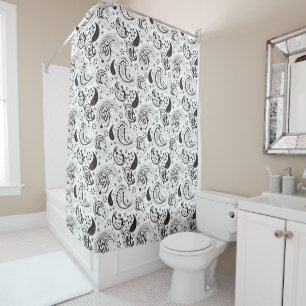 Black & White Paisley Pattern –Elegant Textile Art