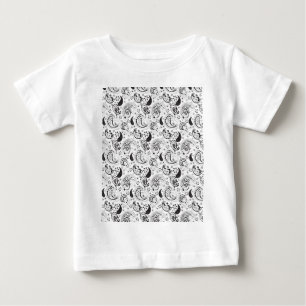 Black & White Paisley Pattern –Elegant Textile Art Baby T-Shirt