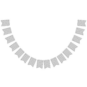 Black & White Paisley Pattern –Elegant Textile Art Bunting Flags