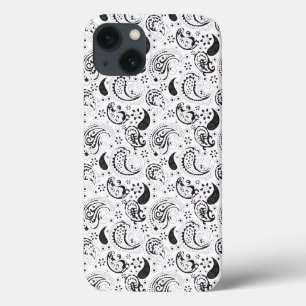 Black & White Paisley Pattern –Elegant Textile Art iPhone 13 Case