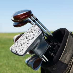 Black & White Paisley Pattern –Elegant Textile Art Golf Head Cover