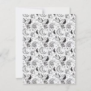 Black & White Paisley Pattern –Elegant Textile Art Postcard