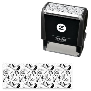 Black & White Paisley Pattern –Elegant Textile Art Self-inking Stamp