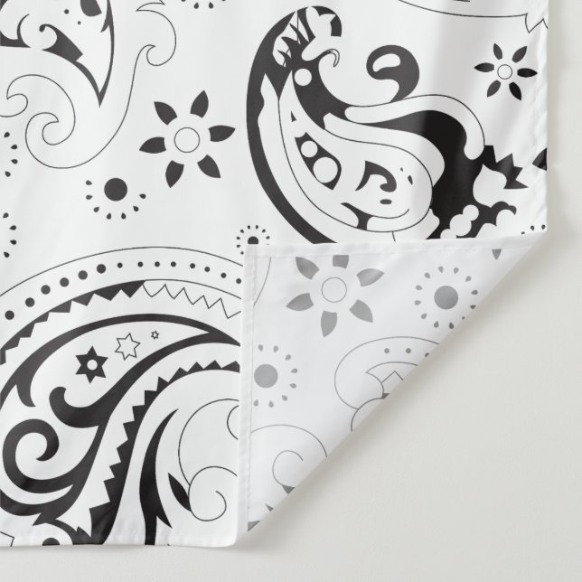 Black & White Paisley Pattern –Elegant Textile Art Tapestry (Detail)