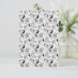 Black & White Paisley Pattern –Elegant Textile Art Thank You Card
