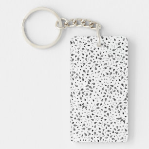 Black & White Paisley Print Keychain