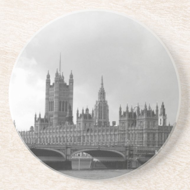 Black White Palace of Westminster Coaster (Front)