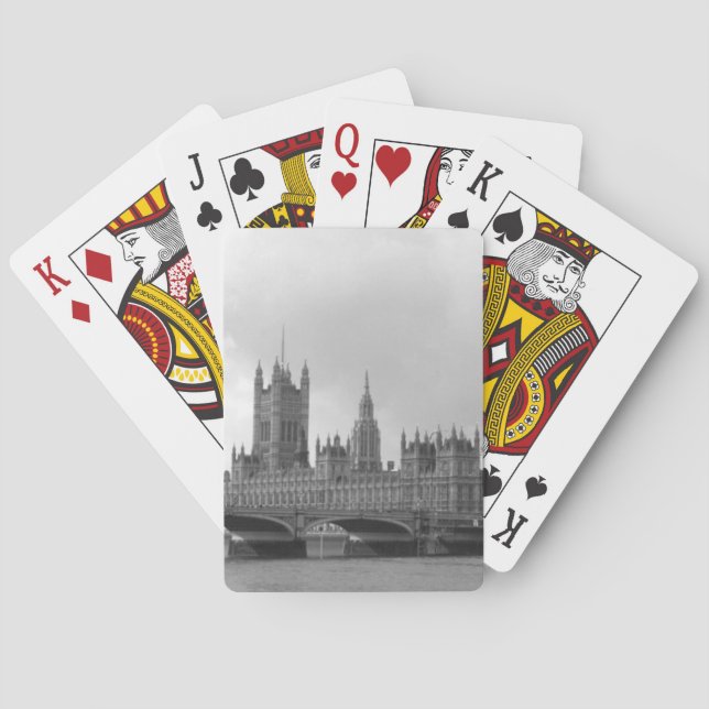 Black White Palace of Westminster Playing Cards (Back)