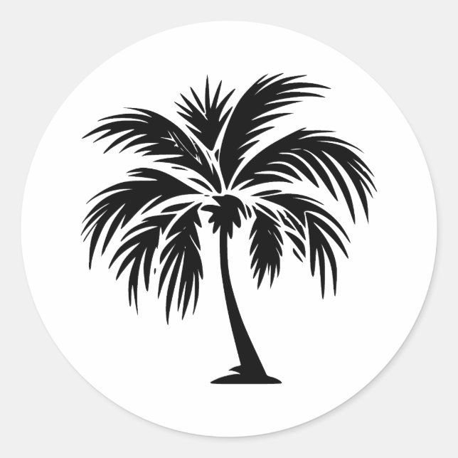 Black & White Palm Artwork Classic Round Sticker (Front)