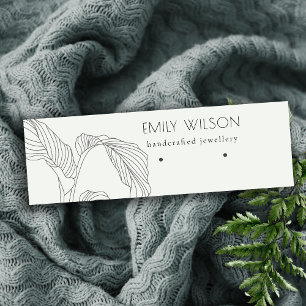 Black White Palm Leaf Sketch Stud Earring Display Mini Business Card
