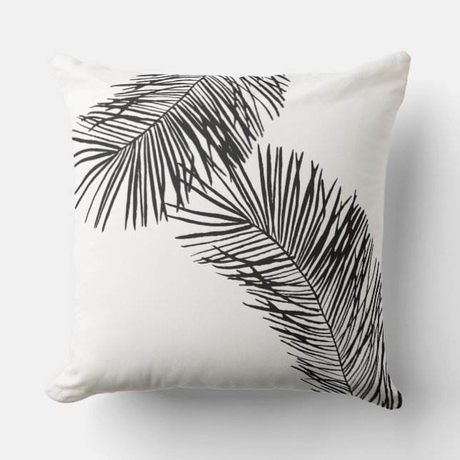 Black & White Palm  Outdoor Pillow (Front)
