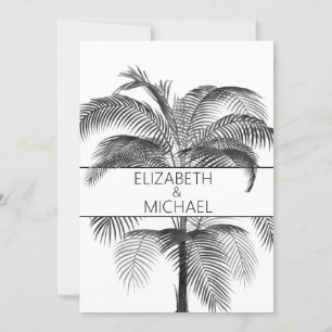 Black White Palm Tree Elegant Wedding Rehearsal Invitation