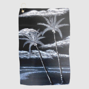 Black & White Palm Trees Golf Towel