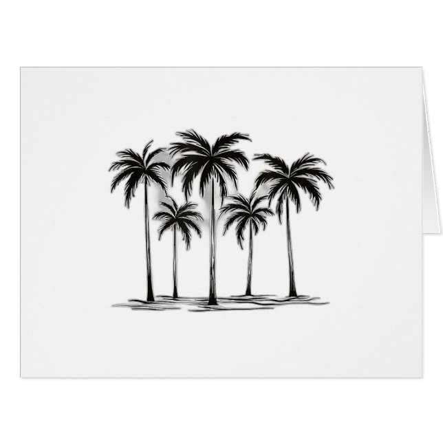 Black & White Palm Trees Graphic T-Shirt for Men W (Front Horizontal)