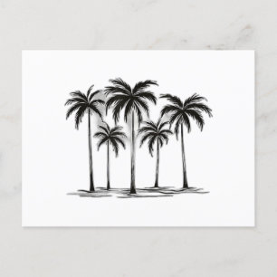 Black & White Palm Trees Graphic T-Shirt for Men W Holiday Postcard