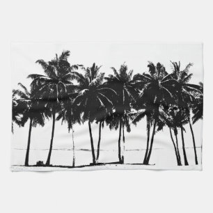 Black White Palm Trees Silhouette Kitchen Towel