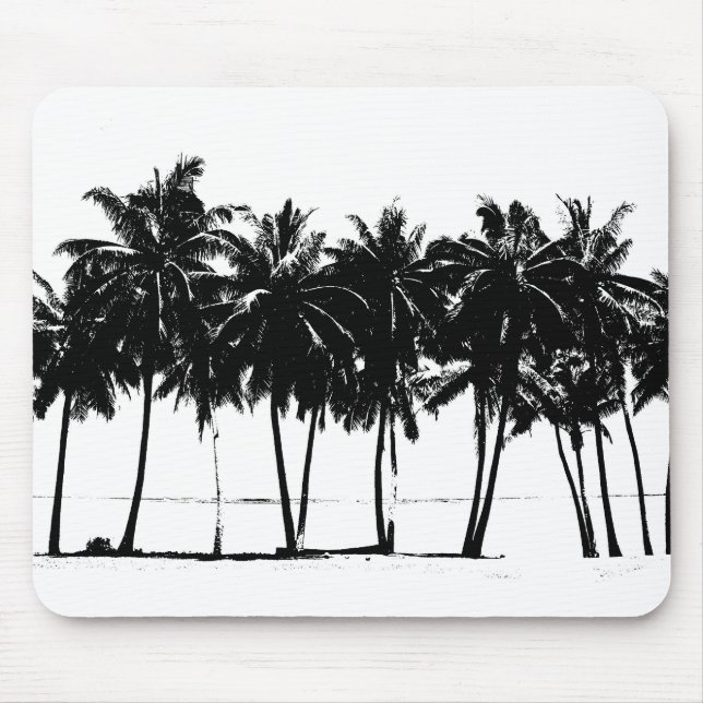 Black White Palm Trees Silhouette Mouse Pad (Front)