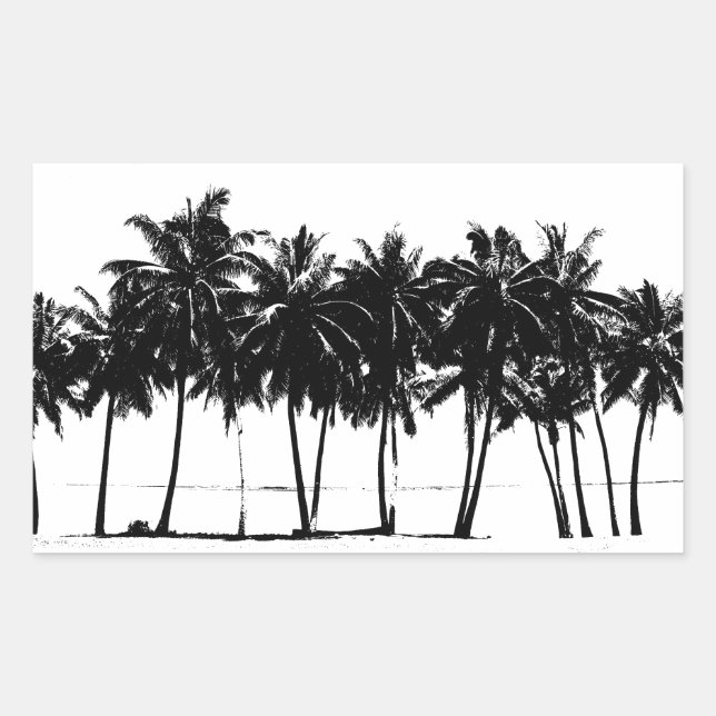 Black White Palm Trees Silhouette Sticker (Front)