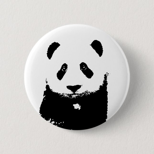 Black & White Panda 2 Inch Round Button (Front)