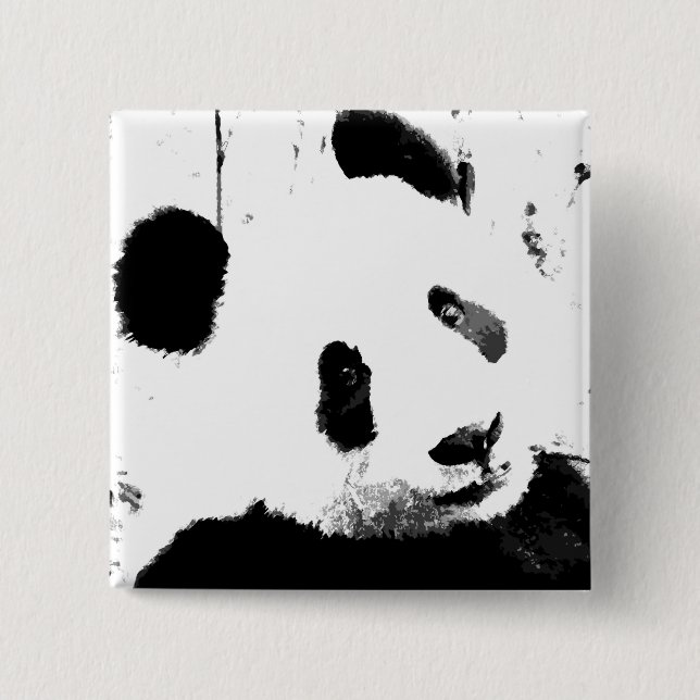 Black & White Panda 2 Inch Square Button (Front)