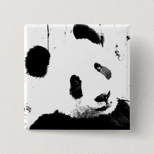 Black & White Panda 2 Inch Square Button