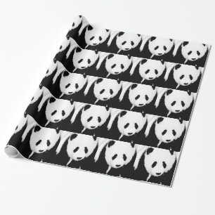 Black & White Panda Christmas Gift Wrapping Paper