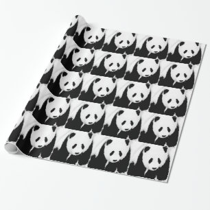 Black & White Panda Christmas Gift Wrapping Paper