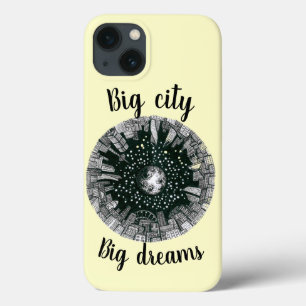 Black & white panorama city under the Moon iPhone 13 Case