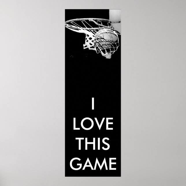 Black & White Panoramic Basketball Poster (Front)