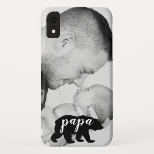 Black & White Papa Bear Father and Child Photo iPhone XR Case
