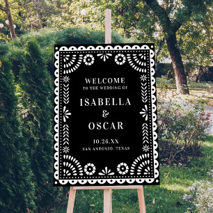 Black & White Papel Picado Mariage Affiche de bien