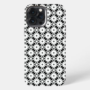 Black White Paper Flower Chain Pattern  iPhone 13 Pro Max Case