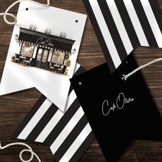 Black & White Paris Café Birthday Bunting Flags