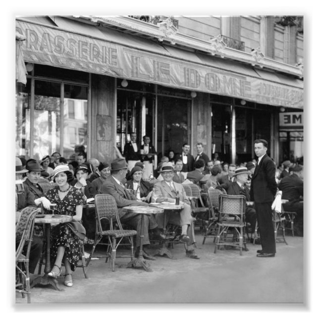 Black & White Paris Cafe Photo Print (Front)