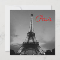 Black White Paris City Night Eiffel Tower European