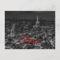 Black White Paris City Night Eiffel Tower European