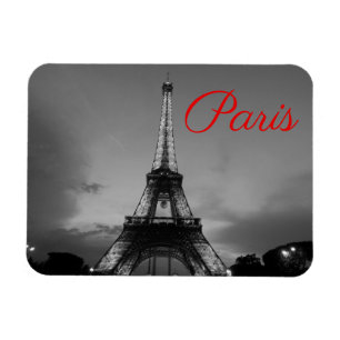 Black White Paris City Night Eiffel Tower European Magnet