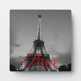 Black White Paris City Night Eiffel Tower European Plaque
