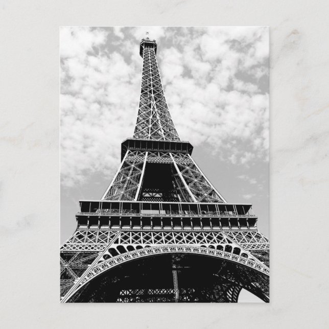 Black & White Paris Eiffel Tower Postcard (Front)