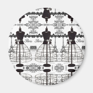 Black White Paris Fashion Mannequin Magnet