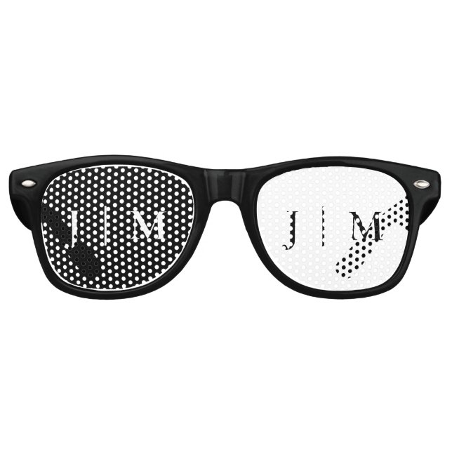 Black White Party Formal Monogram Classic Wedding Retro Sunglasses (Front)