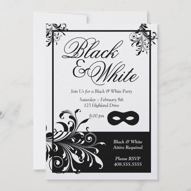 Black & White Party Invitation (Front)